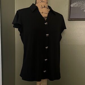 Adrianna Papell Black Button Down Shirt